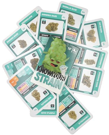 SVIBES Kartenspiel - Know Your Strain | Das ultimative Sorten-Quartett | 32 Karten für Kenner & Neulinge | Spaß und Wissen für Jede Gelegenheit