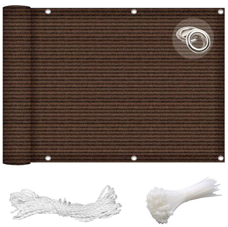 GAIFNAG Balkonumrandung Ohne Bohren 140 x 250 cm Sichtschutz Sichtschutzzaun, Seitenbalkonverkleidung Uv-Schutz Ohne Bohren, Sichtschutz für Balkon Terrasse Garten, Braun