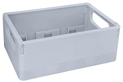Cyrank Panier De Rangement en Plastique, Petit Panier en Plastique Empilable, Paniers De Rangement Pliants, Caisses Colorées Pliantes, Boîte De Rangement De Bureau pour la Maison(Bleu)