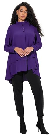 Ulla popken damer stora storlekar, överdimensionerade plus size, tunika, lagerutseende, A-linje, ståkrage, långärmad, Lilja, 54-56