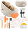 Gärkorb zum Brotbacken inkl.Komplettes Sauerteig-Starter-Set,10-Zoll ovales und 9-Zoll rundes Hefebrot-Backzubehör mit Einlage,Silikon-Brotschlinge,Hefe-Treibmittel-Glas