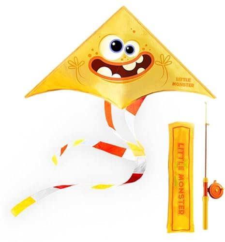 Drachen Kinder mit Angelrute Drachenschnur, Drachen Steigen Lassen Lenkdrachen Kinder, Kinderdrachen für Anfänger Drachen Kinder ab 3 4 5 6 7 8 Outdoor Geburtstag Geschenk