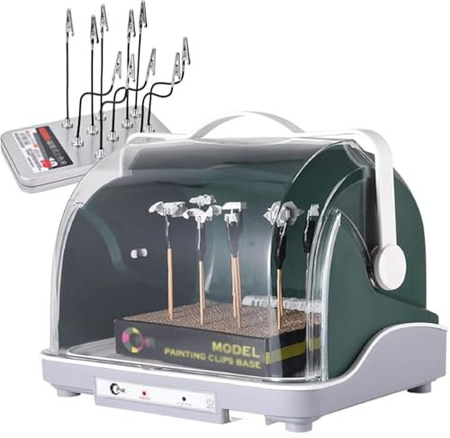Cabine sèche pour aérographe, modèle de sèche-peinture, sèche-peinture acrylique, avec 10 pièces de pinces crocodile magnétiques pliables, boîte de filtre à eau et couvercle anti-poussière pour