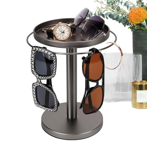 Rproonay Rotierender Sonnenbrillen-Organizer, Brillenständer, Sonnenbrillen-Präsentationsständer, 360 Grad drehbares Design, elegante Heimdekoration, 24 cm, für Schreibtisch, Kommode und Tischplatte