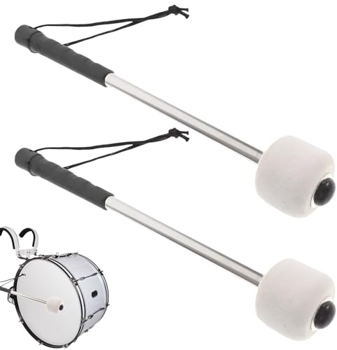 2 Stücke Trommelstöcke,Fan Trommel,Trommel SchläGel,Marschschlägel,Bass Mallet,Pauke,Filz Kopf Schlagzeug SchläGel,SchläGel Pauken SchläGel Mit Edelstahl Für Bassdrum,Schlagzeug Elektronisch | Edelstahl Material,Rutschfesten Lederabdeckung,Starker Elastizität,Robuster Und Langlebiger,Mit Einem Seil,Leicht Und Tragbar