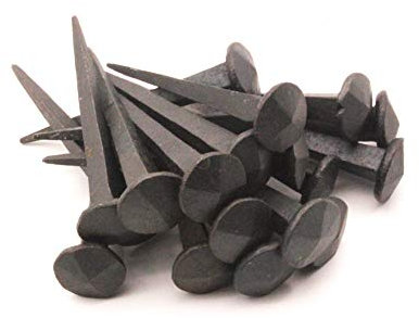 40 clavos de hierro negro con cabeza redonda rústica y forjados a mano hechos a mano tradicionales de 20 mm/75 mm, clavos decorativos para muebles de puerta