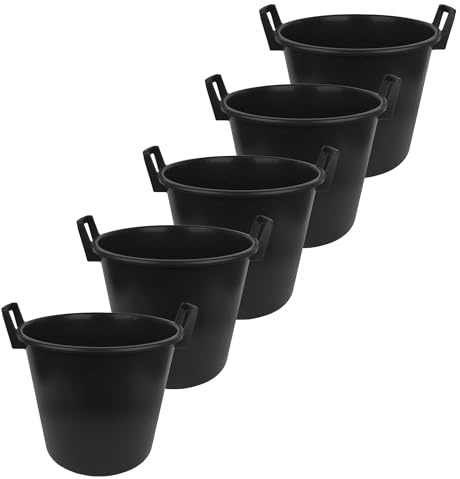 BAUSTER 5X Kunststoff Bauwanne 40L – extra stabil & bruchfest – wetterfester Behälter für Garten, Werkstatt & Baustelle – Aufbewahrung für Schutt, Erde, Laub & Werkzeuge – ohne Deckel