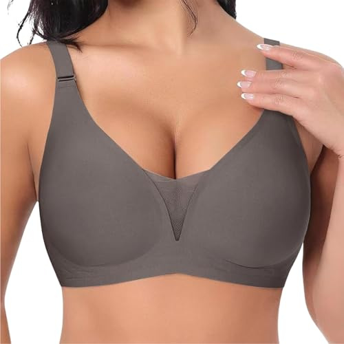 GWAWG Soutien Gorge Allaitement sans Armature Dentelle Brassière Grossesse sans Couture Confort avec Clips Nuit Sommeil (FR/ES, Alpha/Lettres, TG, Taille Normale, Taille Normale, Marron)
