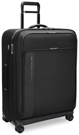 Briggs & Riley 74cm Large Expandable Spinner - Checked Luggage for Travel, Suitcases with Wheels, Softside Rolling Bag for Men & Women - ZDX Collection, Black