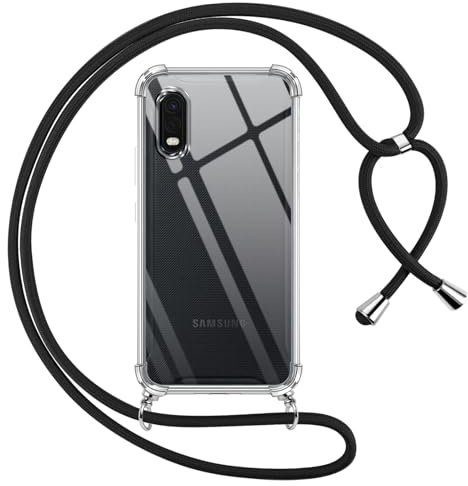 Pnakqil Cover per Samsung Galaxy Xcover Pro con Cordino, Trasparente Custodia con Laccio Tracolla Cellulare Girocollo Collana Protettiva per Samsung Xcover Pro 6.3, Nero