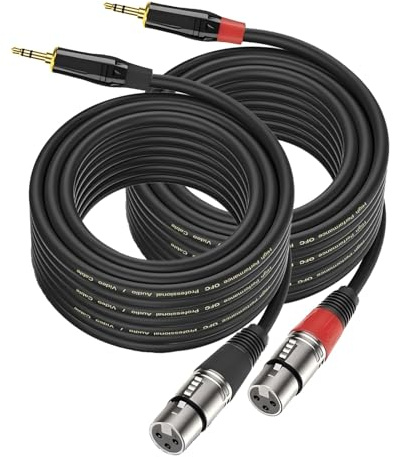 VOXYNK 2 Pack XLR auf klinke 3,5mm Mikrofonkabel, 3.5mm TRS zu XLR weibliches 3 Pin Mikrofonkabel kompatibel mit Lautsprecher, Mikrofon (1M)