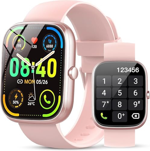 taopodo Smartwatch Damen, 1,91 HD Touch Smart Watch mit Telefonfunktion, 115+Sportmodi Sportuhr, IP68 Fitness Tracker mit Herzfrequenz SpO2 Schlafmonitor Schrittzähler für Android iOS, Rosa