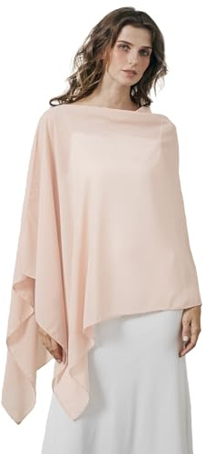 BEAUTELICATE Chal Estola de Gasa Elegante para Mujer Chifón Capa Poncho Ligera para Novias Bodas y Vestidos de Noche-Melocotón