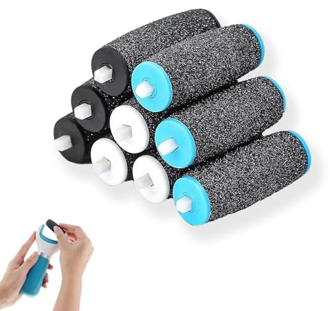 Foot File Replacement Rollers Compatible with Scholl Velvet Smooth, Pedi Electric Replacement Heads, 9 Pcs 3 Coarse Levels Includes Extra Rough Hard, Medium Hard and Gentle Hard Skin Remover
