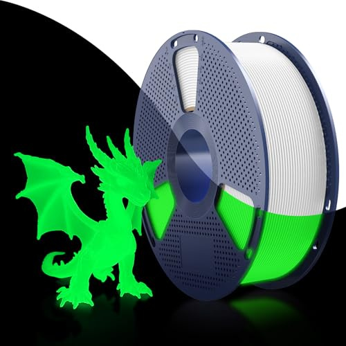 SUNLU PETG Glow in The Dark Filament 1.75 mm Weiß to Leuchtend Grün 1KG | Glow 3D Drucker Filament Leuchtend PETG, Hohe Helligkeit und Langzeit 1KG Spule (2,2 lbs), Maßgenauigkeit +/- 0,02mm