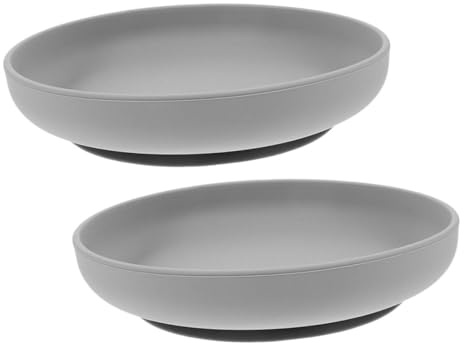 ERINGOGO 2 pièces Assiette Silicone Antidéversement pour Personnes Âgées et Handicapées Lot de Plats à Ventouse pour Repas Autonomes Assiette à Rebord Haut Résistante et Facile à Nettoyer