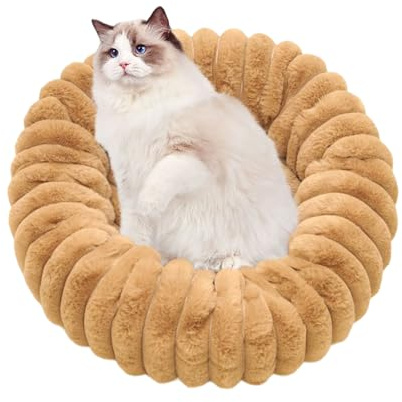 Katzen-Donut-Bett, gemütliche, warme Katzenmatte, Plüschkissen, rutschfeste Haustiermöbel für Wohnung, Reisen, Ecke, Zuhause, Schlafzimmer, Outdoor, Büros, Innenboden, Balkon