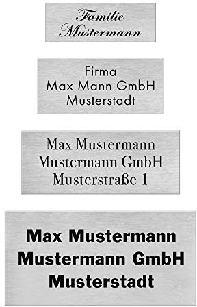 Klingelschild selbstklebend Briefkastenschild Edelstahl 7 x 2,5 cm | Namensschild, Türschild, witterungsbeständig und UV-beständig, 3M Klebeband ganzflächig, Premium Gravur