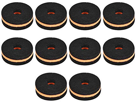KIMISS 10 Stück Beckenständer-Filzpads – Schwarz-orangefarbene Beckenschutzhüllen für Schlagzeug-Zubehör