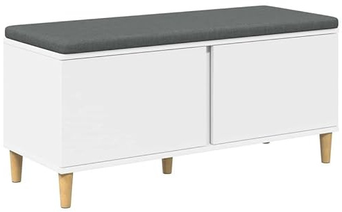 Eleganz Taburete de tocador con cojín y puerta, color blanco, 60 x 38 x 46 cm, ahorra espacio y elegante, para dormitorio y salón