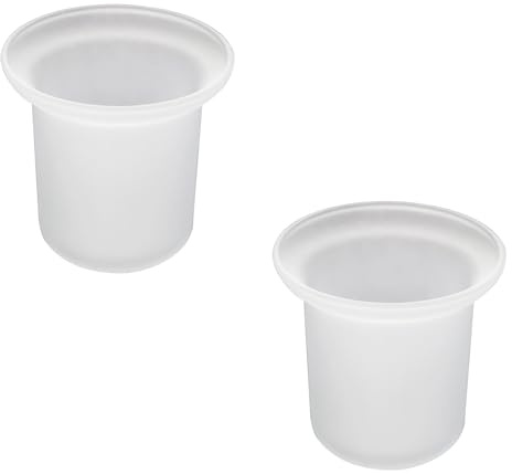 Foonary 2 stycken toalettborsthållare av frostglas, toalettborst-baskoppar, toalettborsthållare munstycke badrum, toalettborste väggmonterad frostat glas toalettborstskål badrumstillbehör