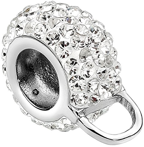 Nenalina Charm Träger für Damen Halskette mit weißen Kristallen, für alle gängigen Charms in 925 Sterling Silber, 876029-001
