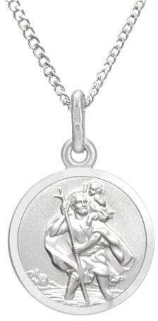 Liten sterling silver ST Christopher berlock med 40,6 cm kedja – 12 mm