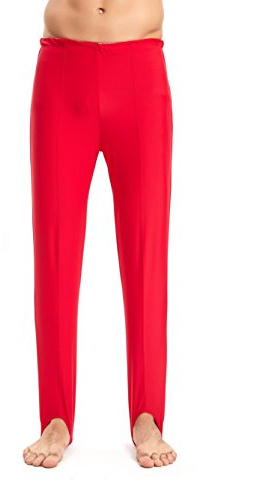 New Dance Men's Stirrup Pants Ballet Hold Full Length Stretchy Gymnastics Leggings NT1712103,Red,SA