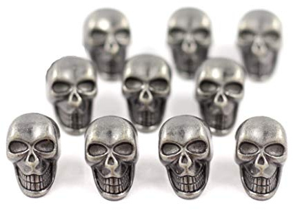 Bezelry Knöpfe mit Totenkopfmotiv, 16 x 10 mm, Grau, Silber, 12 Stück