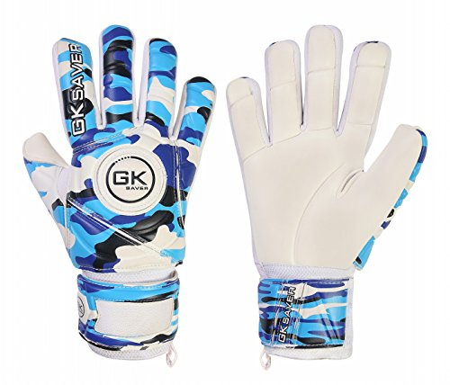 GK Saver Fußball-Torwarthandschuhe, Camouflageblau, negativer Schnitt, Gk-Handschuhe (Ja, Fingersparen, Keine Personalisierung, Größe 4)