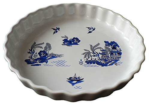 Blue Willow Pattern 25cm Ceramic flan Quiche Dish