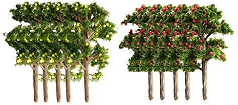 dailymall 10 Stücke Modell Baum Obstbäume Modell Zug Eisenbahn Puppenhaus Architektur Diorama Cake Topper