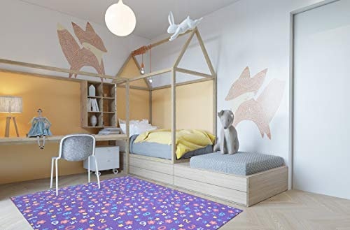 rugsx Teppich Numbers Kinderteppich für Babyzimmer, Kinderzimmer, lila, 100x200 cm
