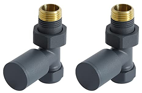 Milano 15mm Anthracite Straight Heated Towel Rail Radiator Valves