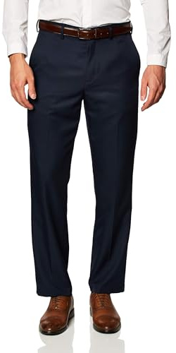 Amazon Essentials Herrenhose, klassische Passform, erweiterbare Taille, flache Vorderseite, Marineblau, 38W x 30L