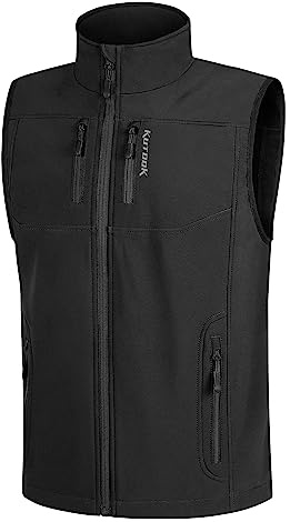 KUTOOK Gilet Uomo Antivento Fodera di Pile Smanicato in Softshell Giacca senza maniche Invernale per Escursionismo, viaggi, corsa e golf e Vita Quotidiana(Nero,XL)