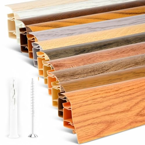TJ Sockelleisten Weiß I Länge 30 m I PVC Bodenleisten mit integriertem Kabelkanal I langlebige Fußleisten aus robustem Kunststoff in modernem Holzdesign I einfache Montage