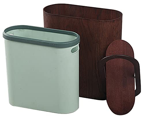 ZHZ-DT Corbeille à Papier en Bois Porte-maculaires en Bois Poubelle à déchets Modernes ordures Papier pour Chambre Salle de Bain Cuisine Bureaux de dortoirs, avec Couvercle et Seau intérieur