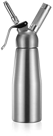 RONGJJ 500ml Sifón De Cocina Profesional, Incluye 3 Accesorios Decorativos De Acero Inoxidable Y 1 Cepillo para Espumas Y Crema, Nata, Espuma Y Soda