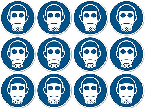 Use respiratory protection: M017 - DIN EN ISO 7010 / ASR A1.3 - stickers: diameter 2.5 cm, pack of 12