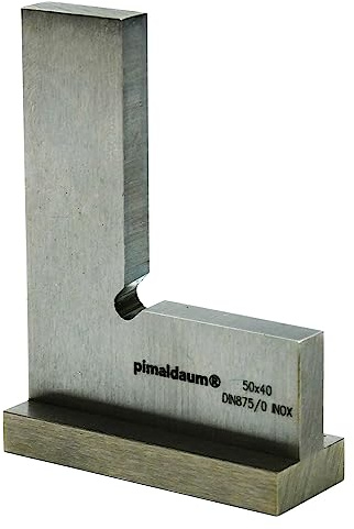 PIMALDAUM Équerre à talon 90° DIN 875/0 – Acier inoxydable 4Cr13 – Équerre de précision avec butée – Qualité 0 haute précision – Différentes tailles (50 * 40 mm)