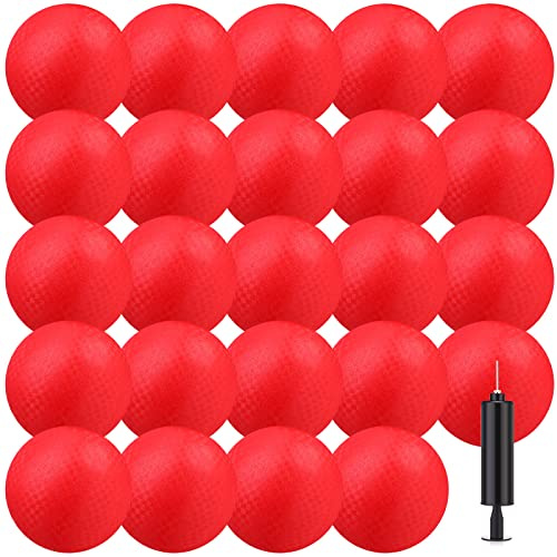 Yunsailing 24 Pack Dodgeballs Bulk 6 Inch Operation Christmas Playground Balls Rubber Bouncy Inflatable Kickball with Pump for Kids Adult Outdoor Handball Game Christian Donation Gift (Red)