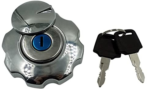 Motorrad Kraftstofftank Deckel,Asudaro Motorrad Benzinkappe Verschließbarer Tankdeckelsatz Aluminium Motorrad Tankdeckel Kit mit Schloss und 2 Schlüsseln Kompatibel mit CG125 Motorrad Silber