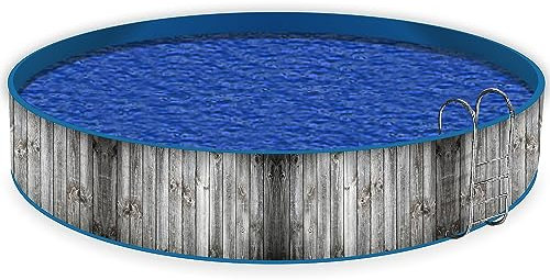 Wallario Pool Verkleidung mit Motiv und Ösen, Umrandung Dekoration, Motiv Holz-Optik Textur hellgraues Holz Paneele Dielen mit Asteinschlüssen, Größe Höhe 120 cm x L 12m