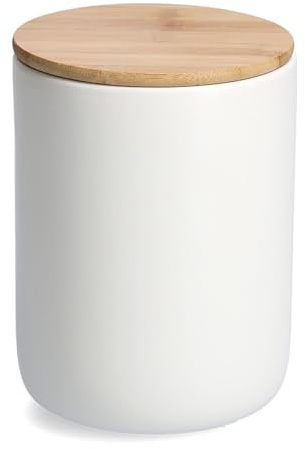 Zeller, 19858 Vorratsdose m. Bambusdeckel, 1500 ml, Keramik, weiß