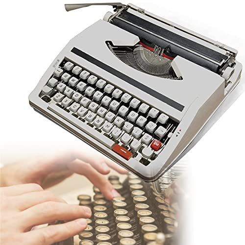 CYMYYDS Retro Manuelle Schreibmaschine, Tragbare Altmodische Mechanische Schreibmaschine, Vintage Finish Antike Schreibmaschine, ideal für Kreatives Schreiben, Basteln, Briefe,White