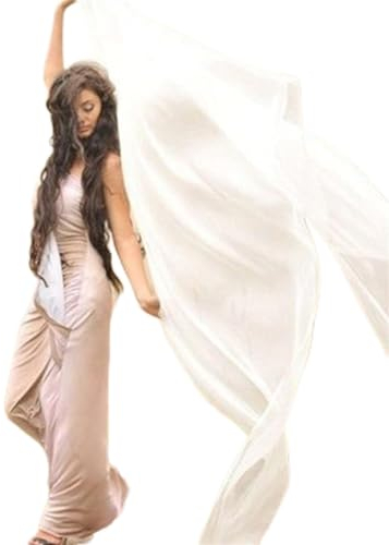GSJNHY Tanzschleier Seide Echte Seide Bauchtanz Schleier 1 Pc Bauchtanz Zubehör Bauchtanz Schleier Schal Schal Tanz Praxis Bühne Leistung Schleier. (Color : White, Size : 300x114cn)
