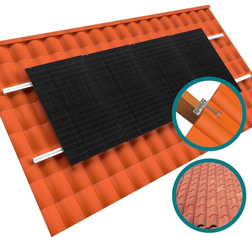 4x doitBau Erweiterungs-Montageset Ziegeldach schwarz für Solarmodule Schrägdach Ziegel Pfannen Ton Keramik Beton befestigen Photovoltaik Halterung Befestigung PV Montage Set Modul Dach Solar Anlage