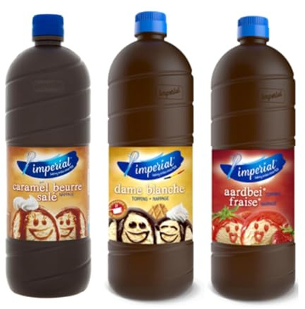 Imperial Topping : 1 Caramel beurre salé - 1 Fraise - 1 chocolat dame blanche -(1L x3)