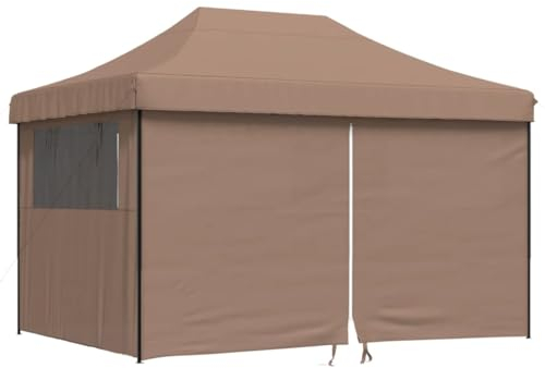 vidaXL Tienda de Fiesta Plegable Pop-Up con 4 Paredes Laterales marrón, Tienda, Tienda de jardín, cenador de Camping, toldo cenador, cenador toldo